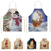 1 шт. новогодний фартук Санта Клаус Pinafores Хлопок Льняные фартуки 53*65 см женские взрослые нагрудники для дома кухня для приготовления пищи выпечки CM1007