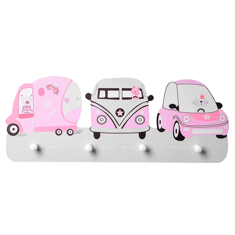 

Nordic Cartoon Car Hanger Key Holder Wall Creative Wood Decorative Hooks Coat Rack Kid Room Decoration Home Storage Organization