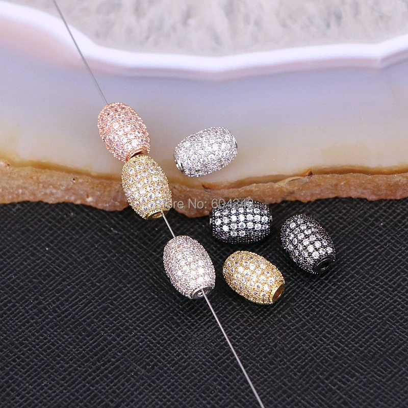 10 шт. металлические цилиндрические бусины с фианитами|bracelet making|spacer beadsmicro pave |