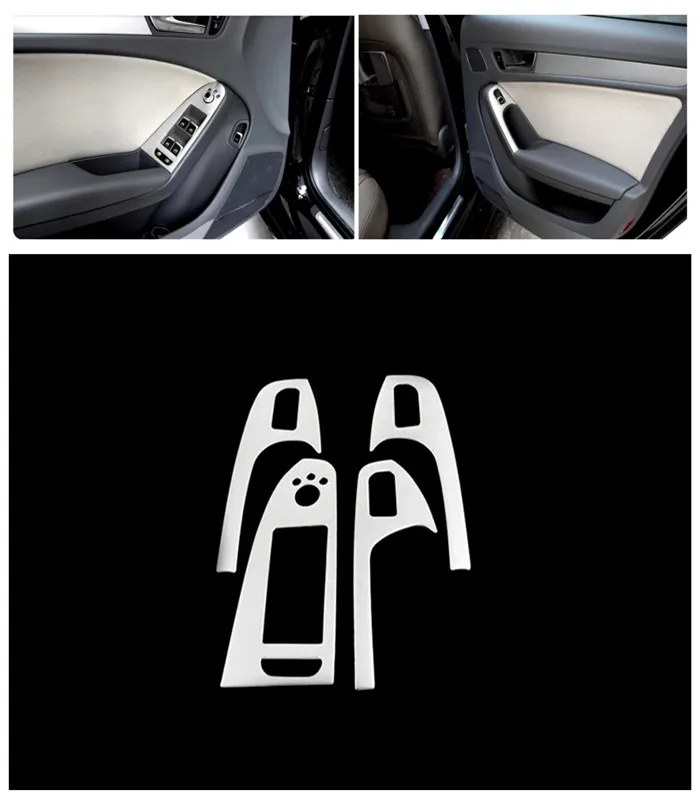 

For Audi A4 B8 2008-2015 Stainless Chrome Door Handle Holder Window Lift Switch Cover Trim Interior Chromium Styling Parts 4pcs