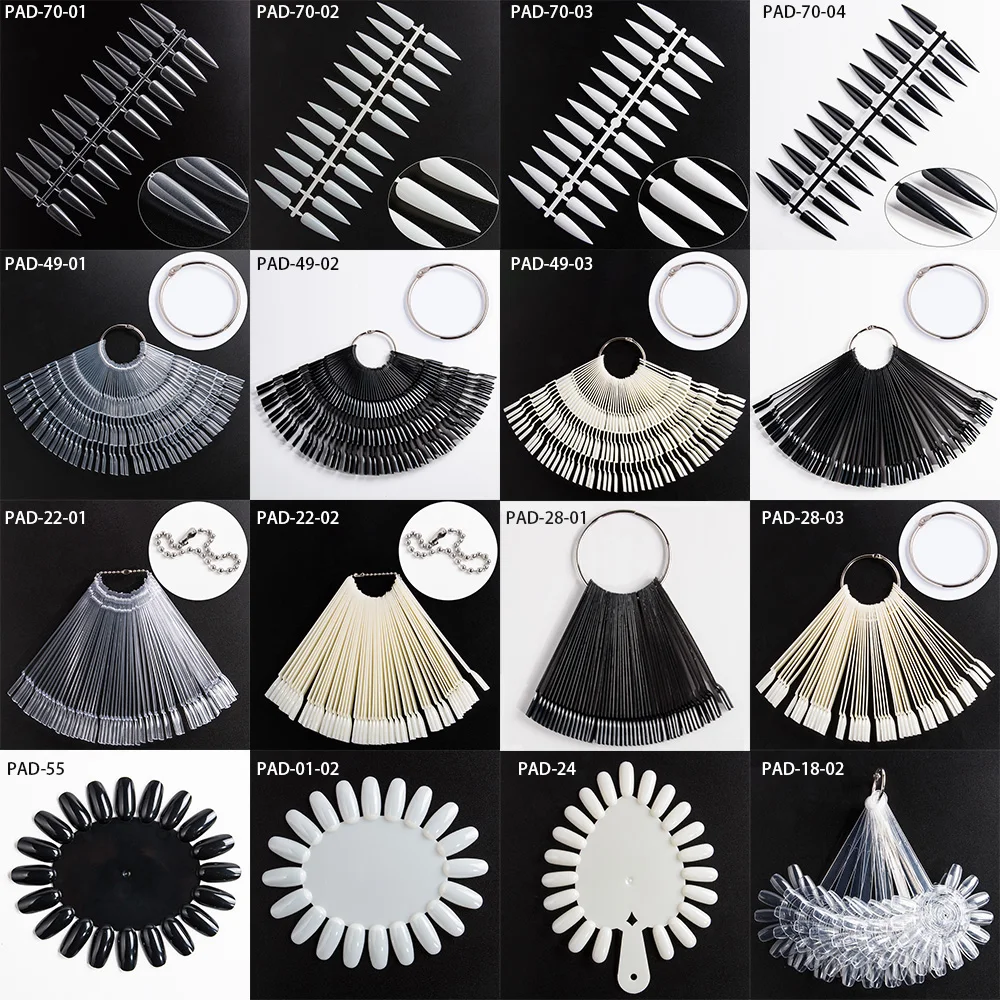 

1 Set False Nail Art Display Tips Nature/Clear/Black Fan Finger Full Card Nail Practice Palette Acrylic UV Gel Polish Tool