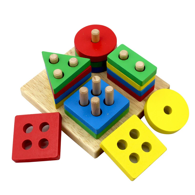 Детские игрушки для малышей радужные деревянные блоки обучающая геометрическая форма соответствия игрушки для детей кубики для игр