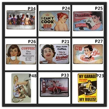 Pinup девушка жестяная вывеска металлические кофейные постеры Ретро Винтаж гараж Бар Паб стены Искусство домашний декор