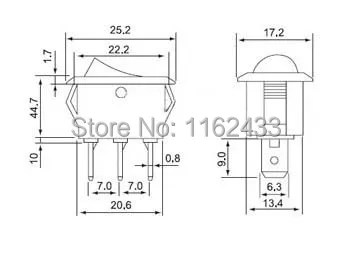 KCD1-105-3 ellipse rocker switch drawing