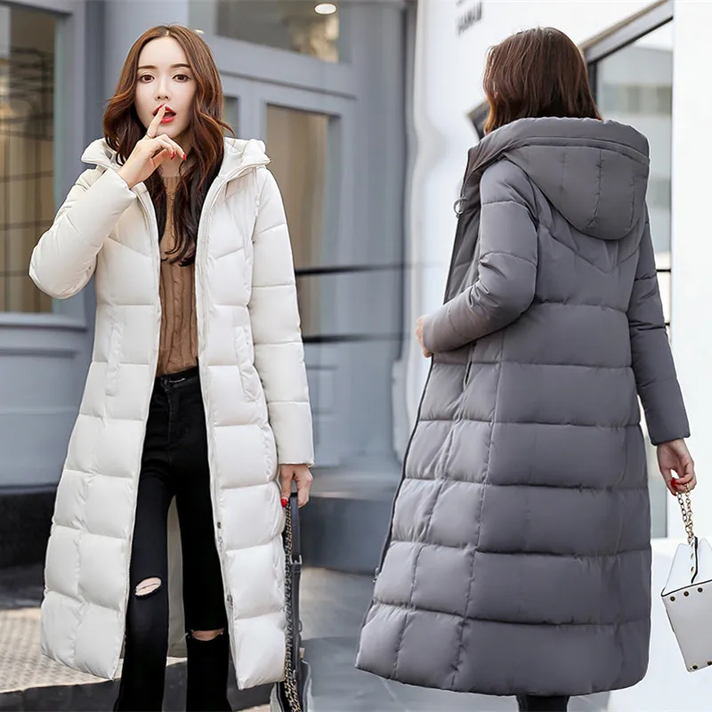 

2019 Winter Cotton clothing fashion Hooded Down cotton coats Large size Women Leisure long Warm winter park women's jacket 4XL