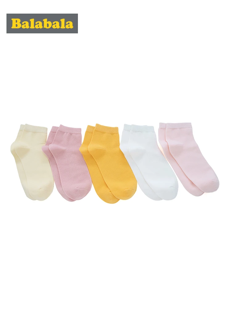 Balabala/5 пар разноцветных носков для маленьких девочек, мягкие хлопковые однотонные спортивные носки для маленьких девочек на весну-осень