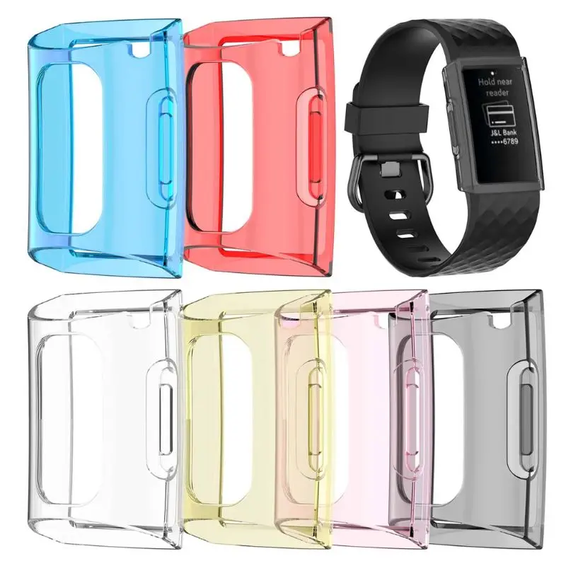 Мягкий защитный чехол из ТПУ с защитной рамкой для Fitbit Charge 3 Smart