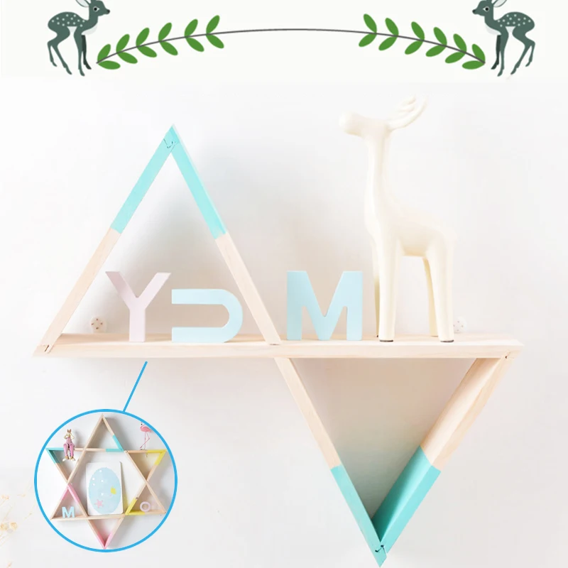 

Nordic Decorative Wood Wall Triangle Storage Shelf For Livingroom Sofa Background Book Display Wall Hanging Organizer Rack Kids