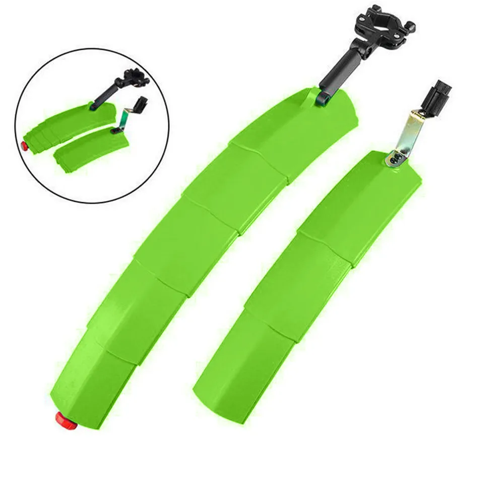 Mountain Bike Fenders Set Retractable Front Rear Mudguards With Tail Light Sports Outdoors Interior Design Soft Plastic #4S05 (6)