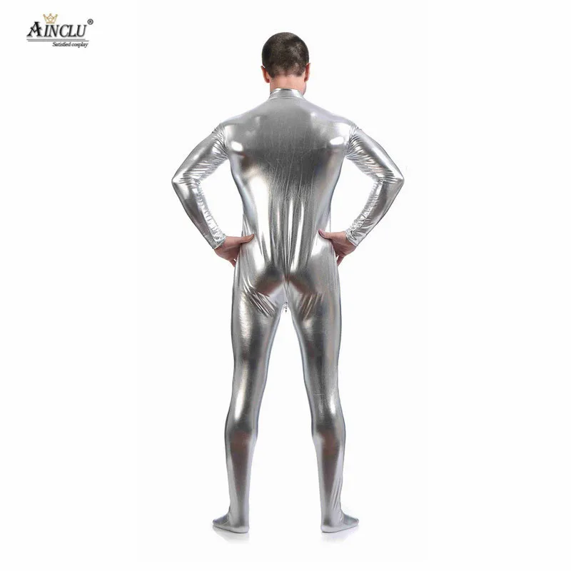 Ainclu клей костюм косплей для Хеллоуин Аниме Костюм серебряные колготки лиф Zentai