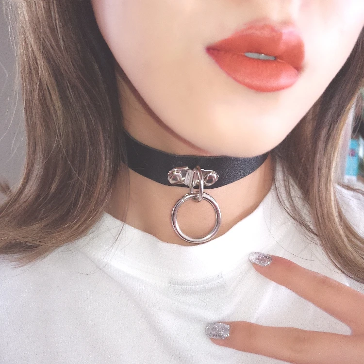 Ожерелье Ulzzang Harajuku из искусственной кожи с сердечками и двойными кругами женское