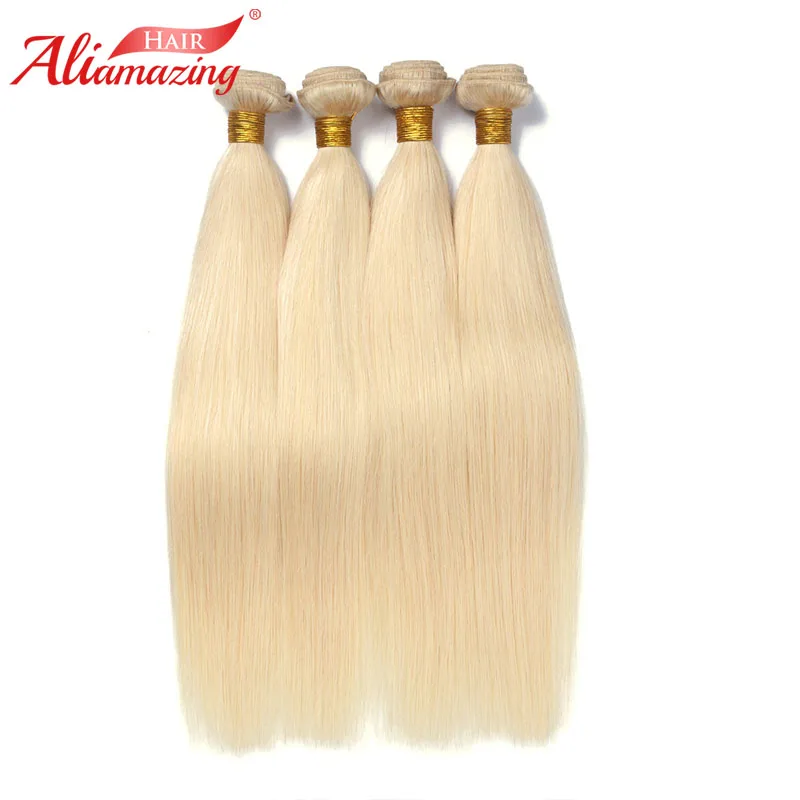 

Ali Amazing Hair Brazilian Straight Hair Weave 4 Bundles 100% Silky Straight Remy Human Hair 613 Blonde Bundles 4pcs/lot