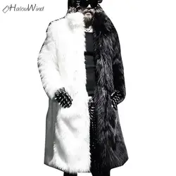 Плюс Размеры 3XL 2XL Для мужчин искусственная Меховая куртка кролик Длинная Верхняя одежда 2018 зимние теплые кардиган-пончо Homme одежда панк