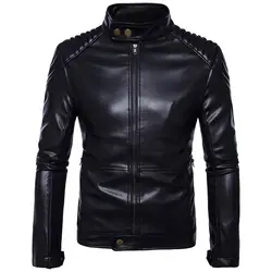 Стильный мотоцикл кожаная куртка Для мужчин верхняя одежда B008