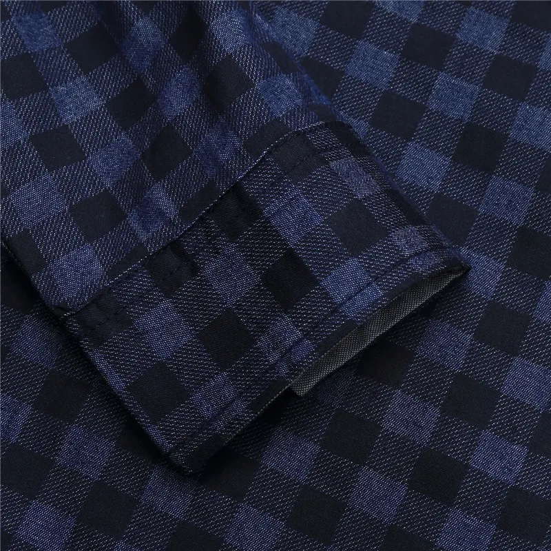 New Arrival Men's Long Sleeve Plaid Shirts Spring Autumn 100% Cotton Brand Casual Male Denim Dress Shirt Work Shirts Tops  (5)
