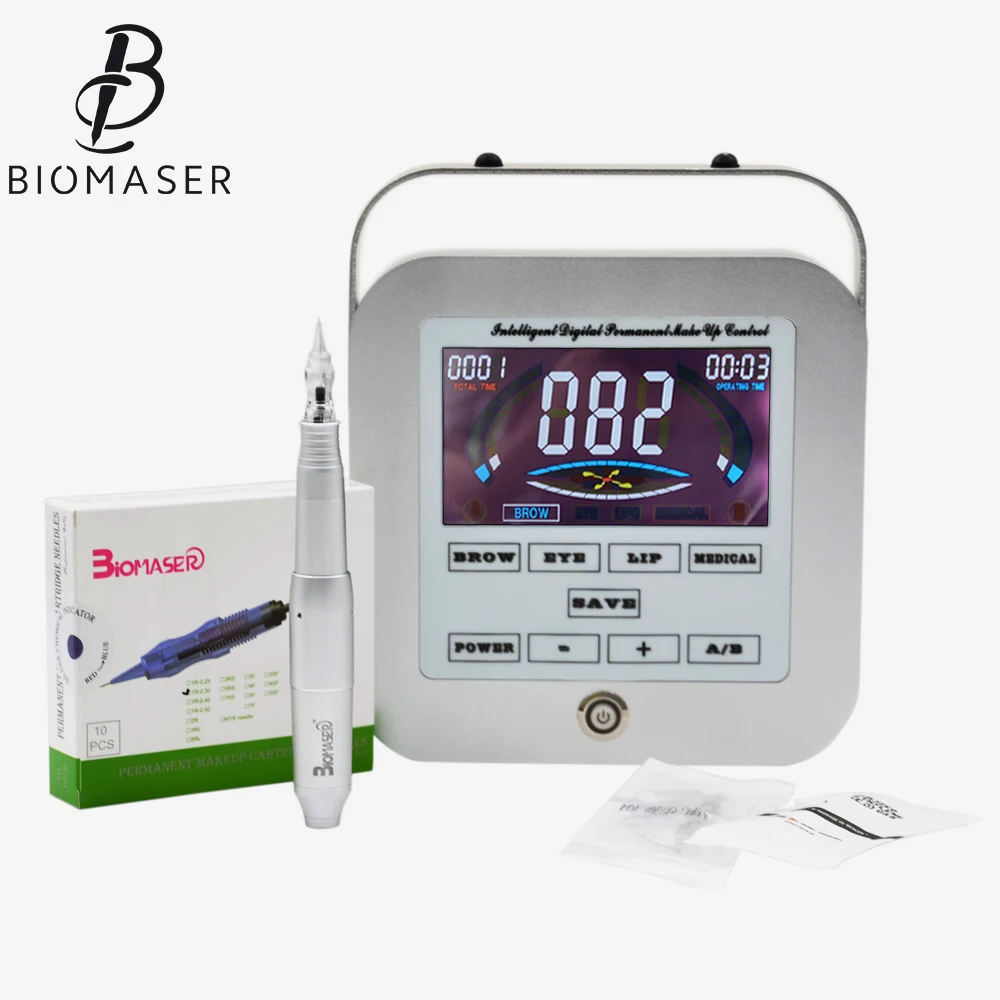 

BIOMASERCQ008CQ003 Permanent Makeup Rotary Machine Eyebrow Tattoo Kits Professional Pen Eyebrow Eyeliner Lip Tattoo Set