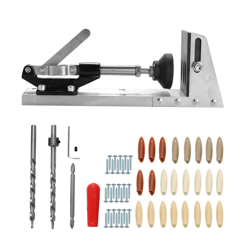 

Woodworking Carpenter Kit System Inclined Hole Drill Clamp Base Drill Bit Set of Tools System Pocket Hole Jig Hand Tools