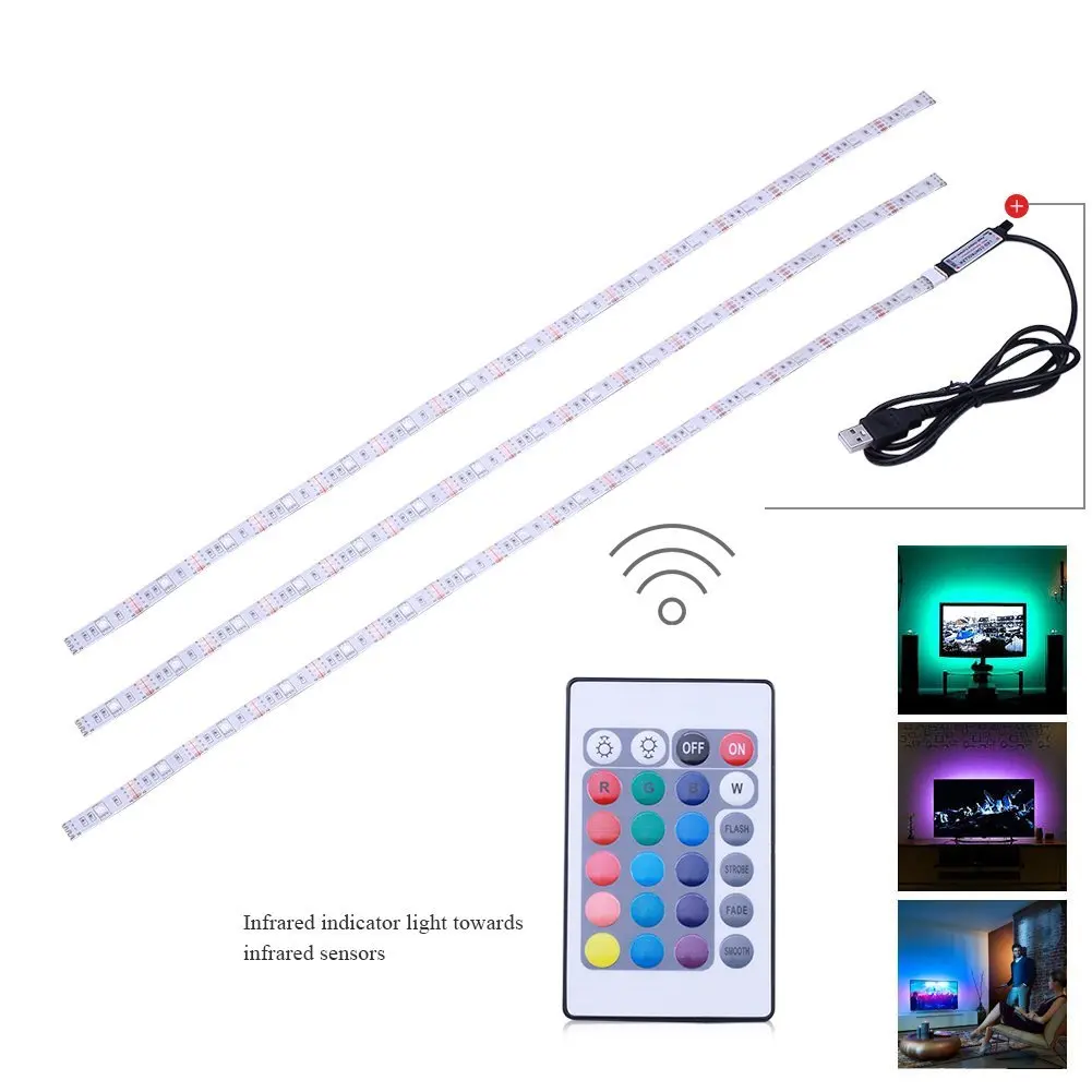 1 м DC12V 5050 светодиодные Газа гибкая Водонепроницаемый RGB 24 клавиши Дистанционное