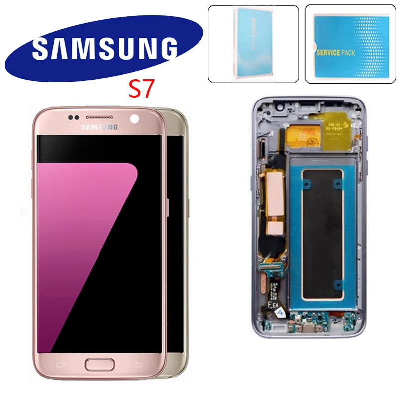 

5.1'' Burn-Shadow LCD With Frame For SAMSUNG Galaxy S7 Display G930 G930F Touch Screen Digitizer Replacement With Service Pack