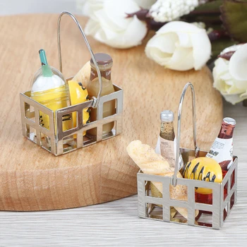 

5pcs 1:12 Dinning Fruit Metal Coffee Wine Bread Milk Basket Food Food Toy Doll House Dollhouse Miniature Accessories