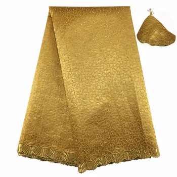 

African Lace Fabric 002 High Quality Nigeria Lace Fabric 2019 African Organza Lace Fabric With sequins For Women In Yellow