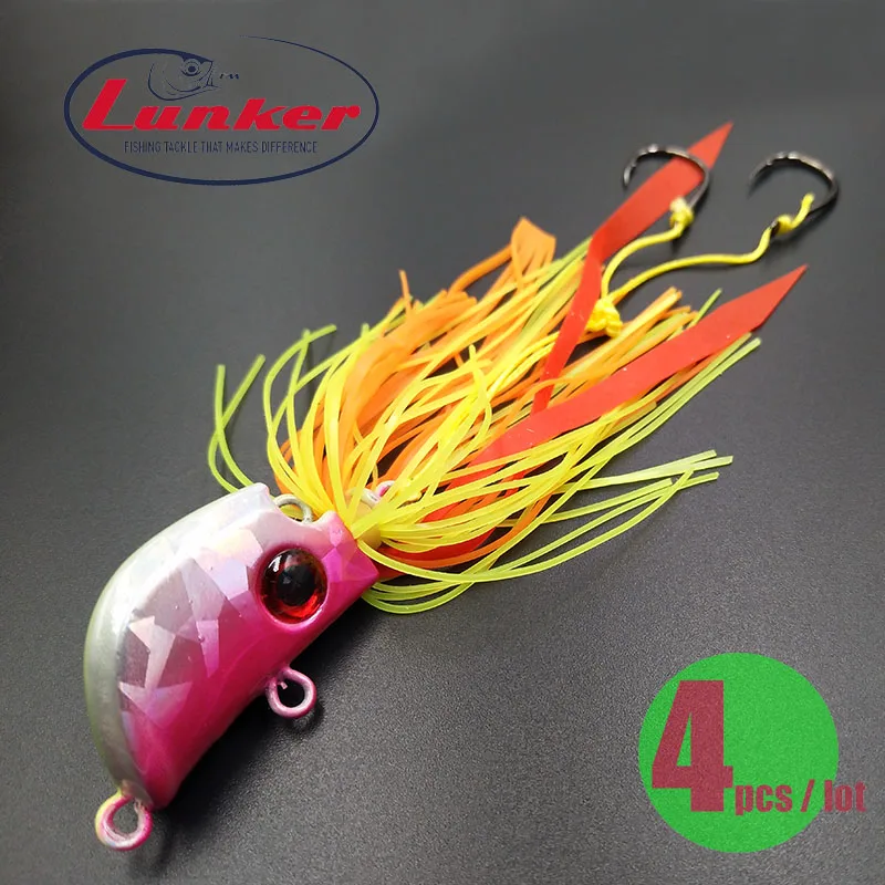 Lunker madai tai kabura rubber 25g 45g 65g 85g metal slow jig head red snapper skirts glow japan salt water tuna marlin inchiku - Цвет: Розовый