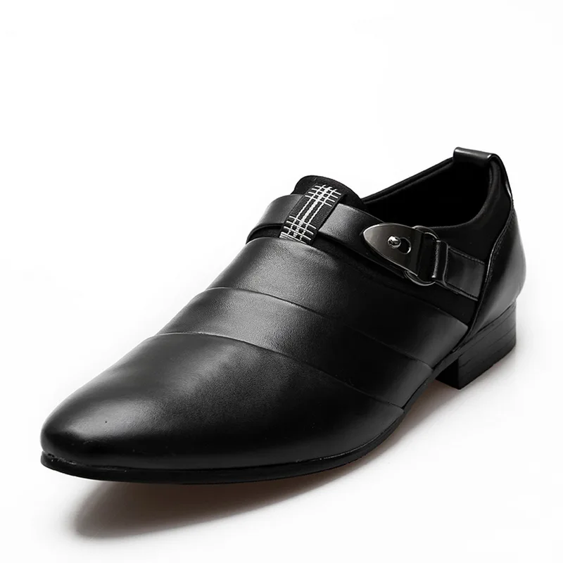 URBANFIND/деловая Мужская обувь; мужские оксфорды черного и белого цвета; европейский стиль 39-44; модные мужские туфли на плоской подошве без застежки с острым носком - Цвет: Black