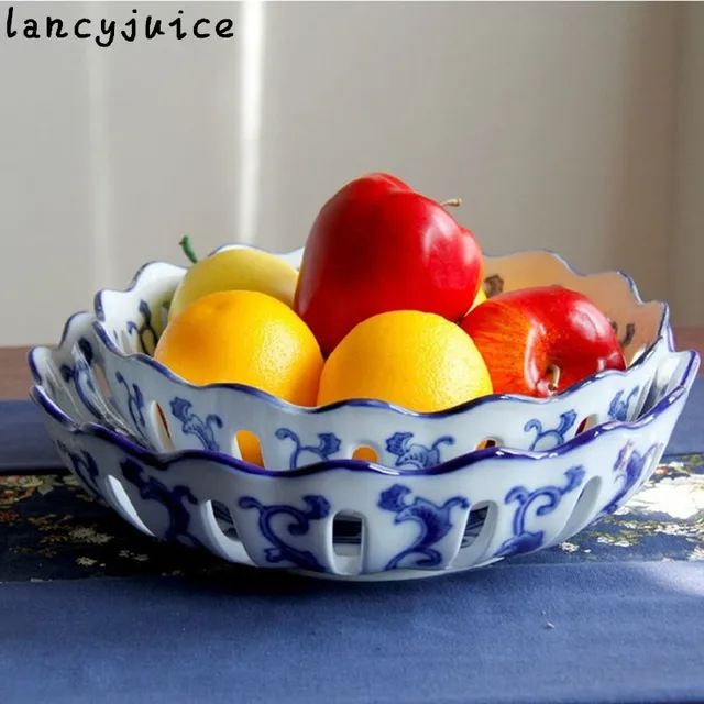 Multifunctional Ceramic Plate Blue And White Porcelain Fruit Multifunctional Ceramic Plate Blue And White Porcelain Fruit Bowl Snack Furnishing Articles