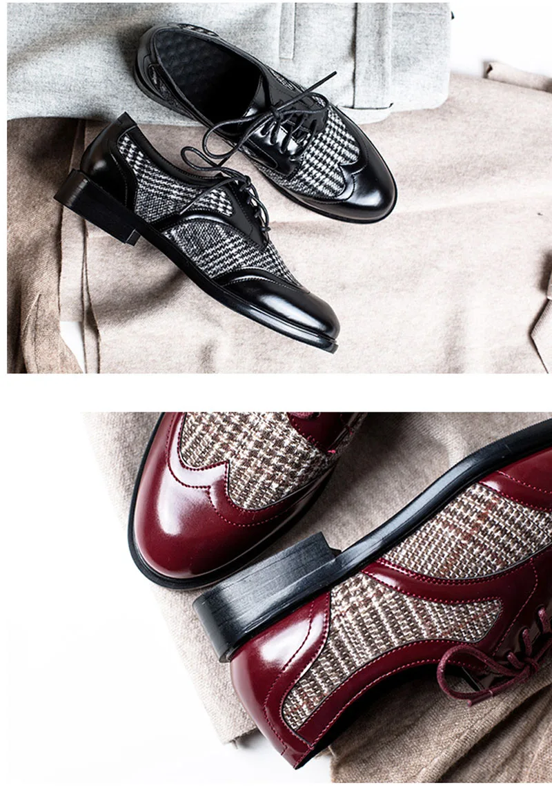 Women Oxford Luxury Brogue Shoes Women Designers Lace Up FLock+Leather Office Lady Shoes Platform Casual Oxford Shoes For Women (56)