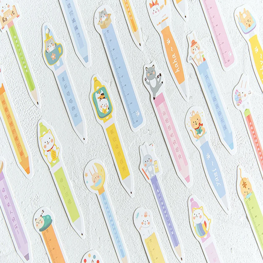 

30pcs/pack Cute Cartoon Bookmark Stationery Notebook Page Holder Clip Ruler Scale Paper Book Mark Reader Gifts