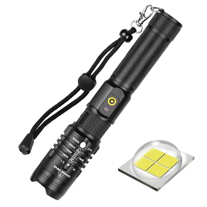 Самый мощный светодиодный фонарик XHP50.2, ультра яркий фонарик с зумом, светодиодный фонарь с зарядкой от USB, фонарик с 18650 батареей