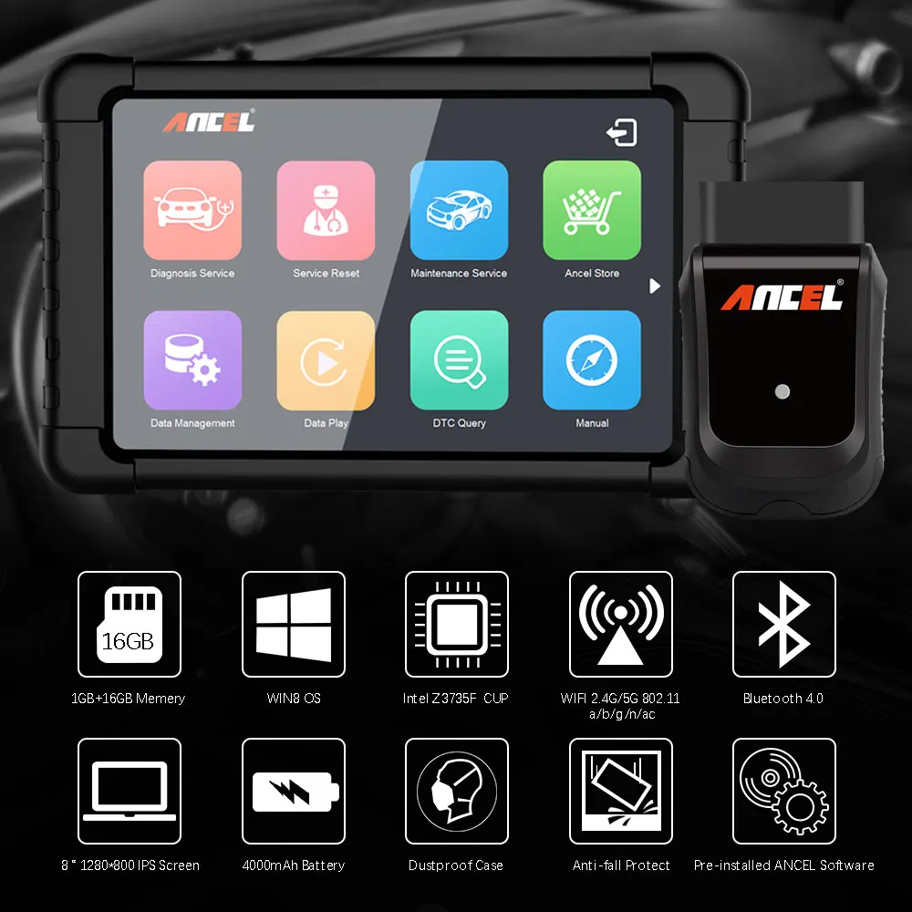 OBD OBD2 EOBD автомобильный Сканнер ancel X5 wifi Win планшет автомобильный диагностический инструмент Подушка безопасности ABS DPF Сброс полной системы диагностики