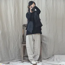 Женские однотонные черные футболки и топы, Женская свободная бамбуковая хлопковая футболка, женская футболка большого размера, весна осень