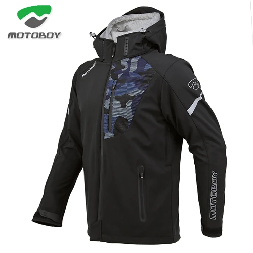 MOTOBOY Мужская зимняя камуфляжная куртка для езды на мотоцикле и велосипеде с водонепроницаемой и теплой подкладкой и протекторами CE для 4 сезона - Цвет: Black