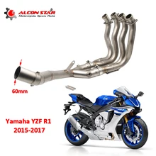 Alconstar- YZF R1 Motorcycle Full System Middle Pipe Exhaust Muffler with Sensor For YAMAHA YZF-R1 2015-2017 without exhaust