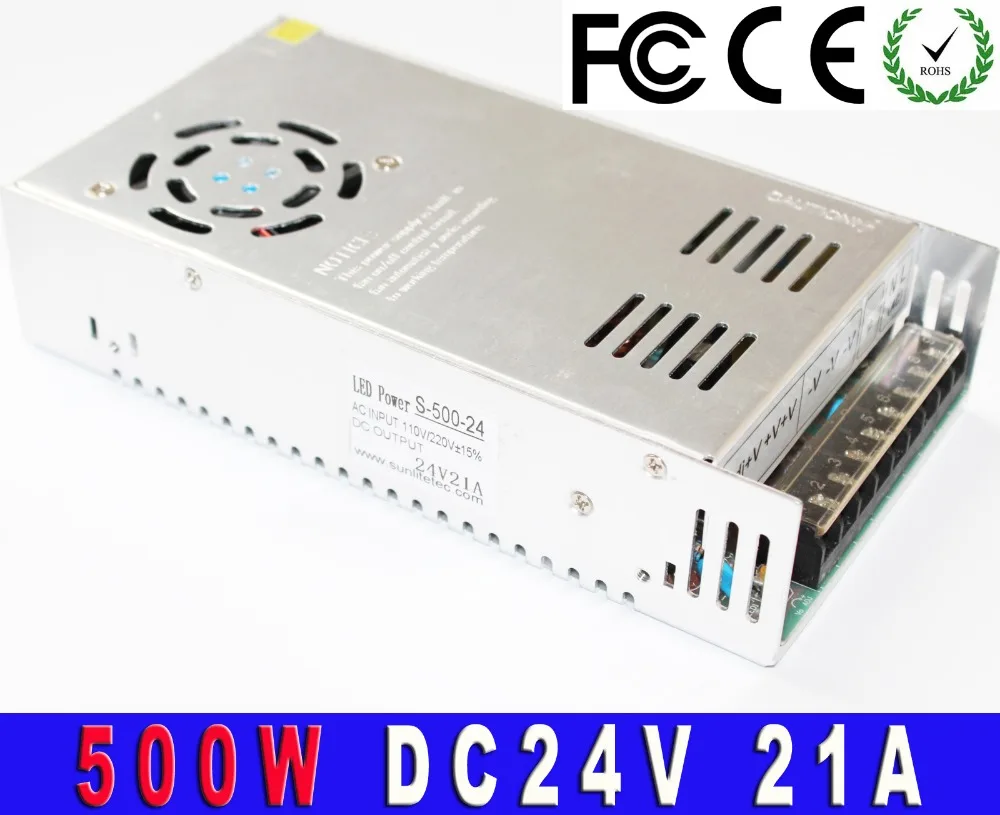switching power supply 24V 21A 500W single output input LED power supply transformer 220v 110v AC to DC 24V  for cctv led light