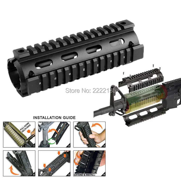 Тактический AR-15 M4 винтовка Карабин Длина 6," ствольная накладка Пикатинни Quad Rail-черный для охоты стрельбы