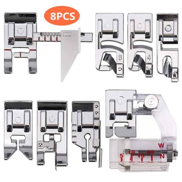 8Pcs Domestic sewing accessories Hemming Presser Foot Set Narrow Rolled Hem  Presser Feet Kit for Brother Singer Sewing Machines