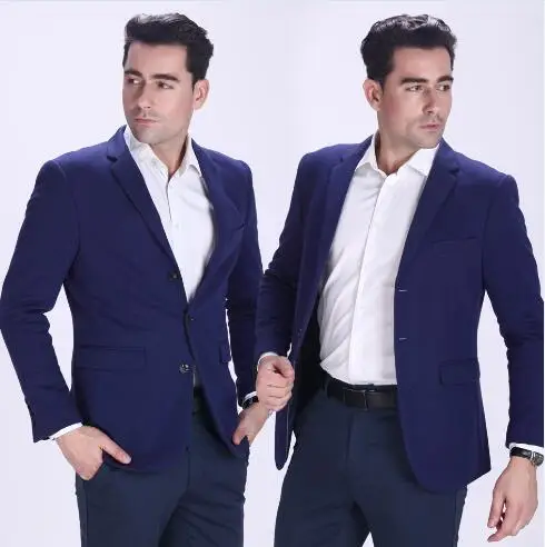 Роскошный мужской свадебный новый комплект с платьем Lang (куртка + брюки) с двумя пуговицами и отворотом темно-синий мужской костюм на заказ