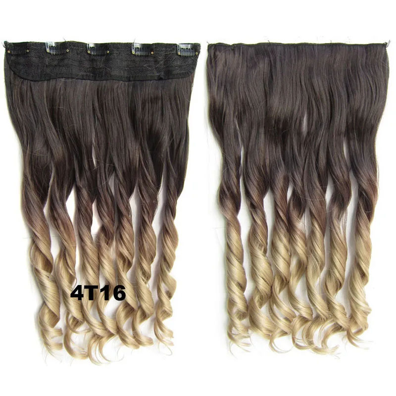 Jeedou 60 см кудрявые 3/4 ПОЛНАЯ ГОЛОВА Клип в одной части волосы для наращивания черный коричневый Омбре настоящие натуральные синтетические шиньоны для женщин - Цвет: 4T16
