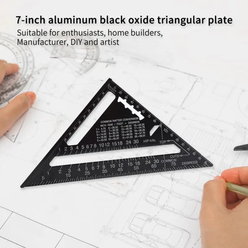 FGHGF 7 дюймовый Метрическая Алюминий сплав черного окисления кровельные Треугольники угломер руководство Треугольники угломер
