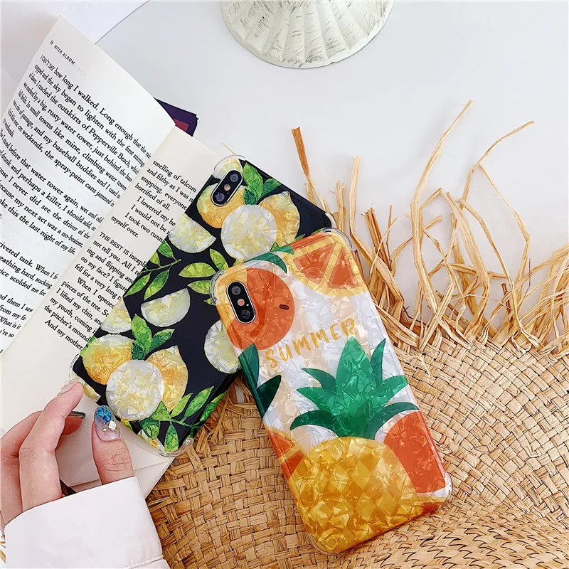 

Summer Lemon Pineapple Phone Case For Huawei P20 Lite Mate 20 Lite P30 P20 Pro Honor 10 Nova 4 Case Four Corners Anti-fall Cover