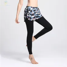 Hello Anthena Women’s High Waist Stretched Sports Capri Pants Fake Two Piece Tights/Leggings Yoga Fitness Gym Running Jogging
