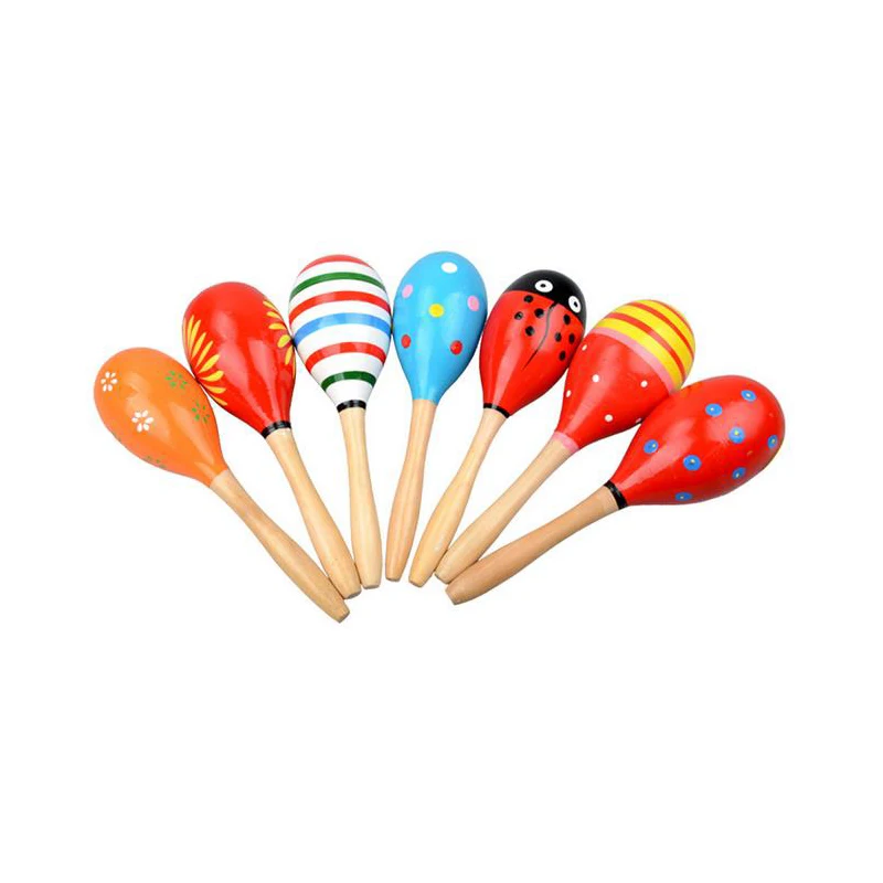 Деревянный Песок Молотки Детские бальные игрушка красочный мультфильм Стиль ручка колокол погремушка ударный инструмент для детей