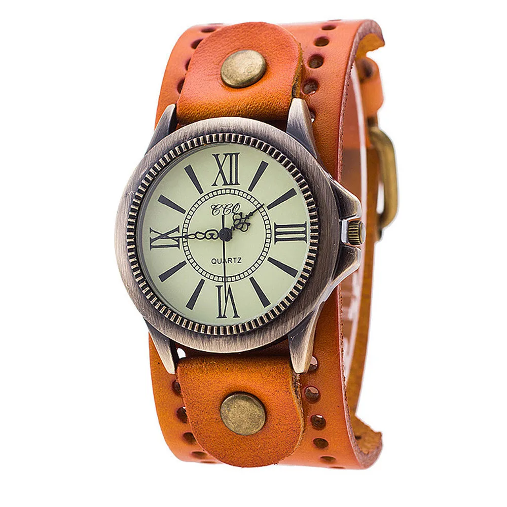 CCQ Роскошные брендовые винтажные часы-браслет из коровьей кожи, мужские женские наручные часы, Роскошные Кварцевые часы, Relogio Feminino