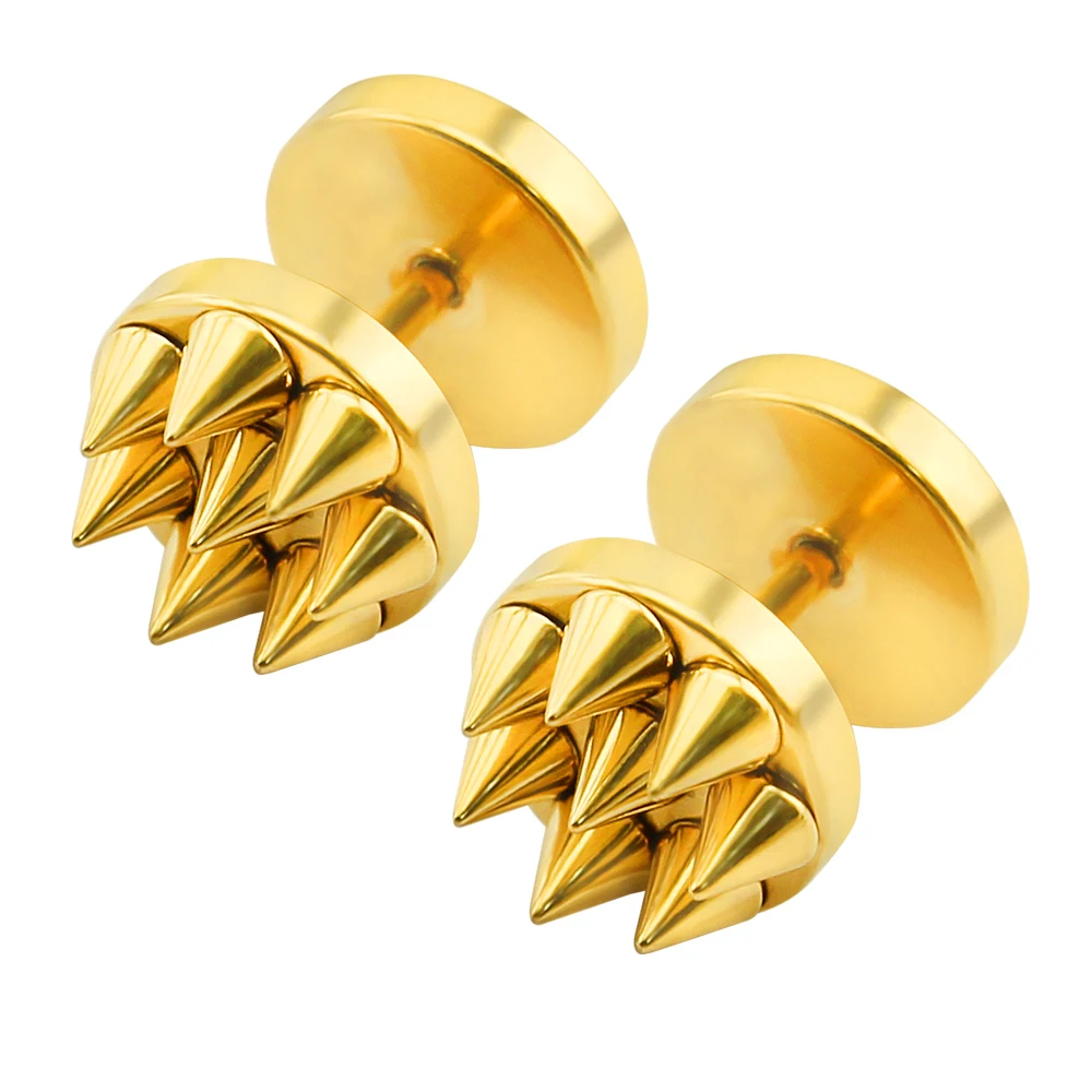 Fashion Illusion Spike Fake Plug Tunnel Brincos Para As Mulh Cheater