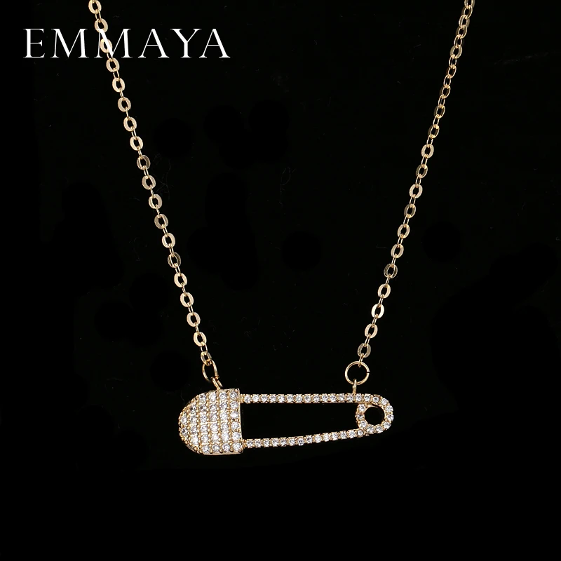 

EMMAYA Unique Luxury Necklace Tiny CZ Pave Pin Necklace For Women Fashion Collier Femme Jewelery