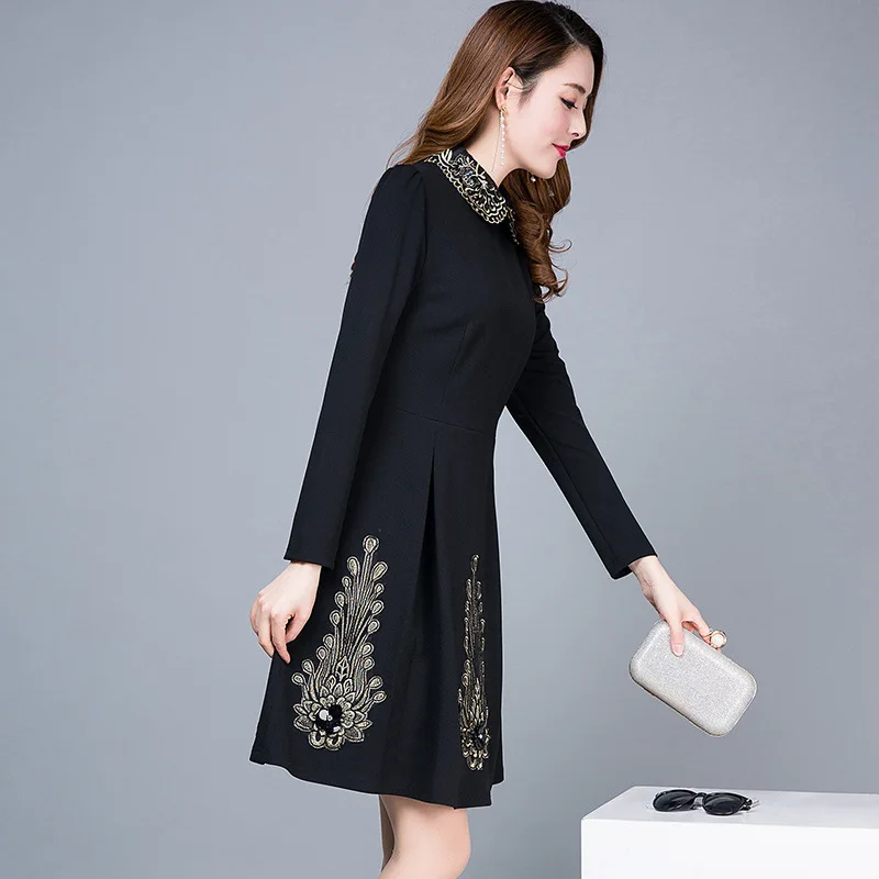 Long-sleeved dress female 2019 new female spring and autumn self-cultivation waist long paragraph bottoming elegant dress Long-sleeved dress female 2019 new female spring and autumn self-cultivation waist long paragraph bottoming elegant dress