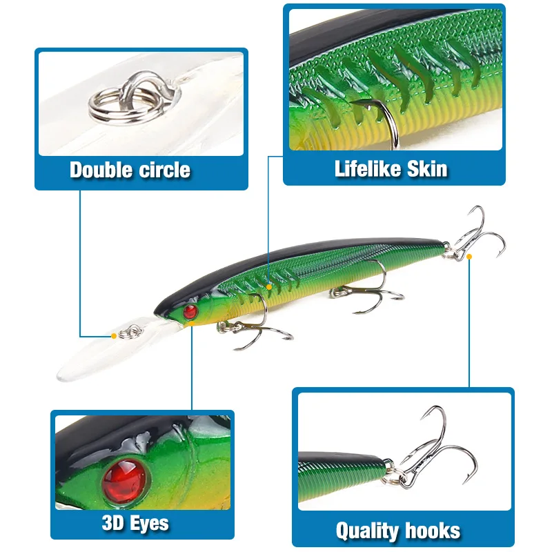 Fishing Lure Artificial Bionic Minnow Bait 5 Color Deep Dive 14g/15cm Plastic Lure Hard Bait Fishing Bait Fishing Tackle jooyoo
