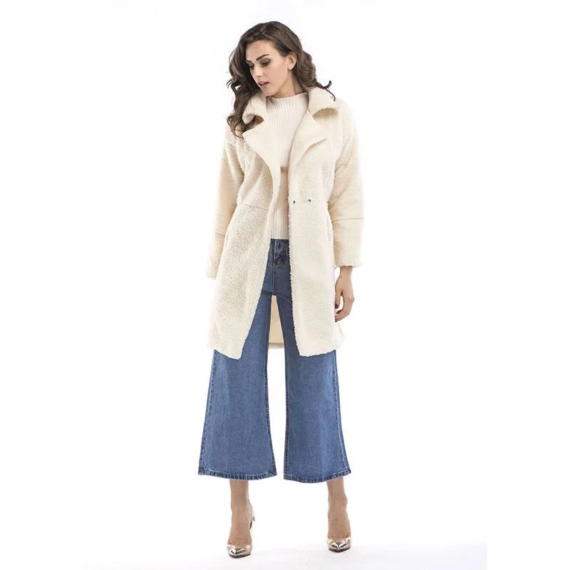 Кашемировое пальто, женское популярное длинное пальто с длинным рукавом, осень и зима, Новая Европейская и американская женская одежда большого размера - Цвет: Бежевый